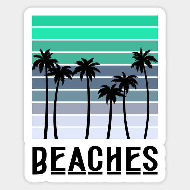 minimalistic blue summer palm tree beach Sticker by grafitytees